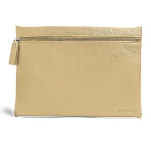 Burano Cosmetic Bag Vegan Leather Flat Zipper Pouch Saffron Make Up Bag